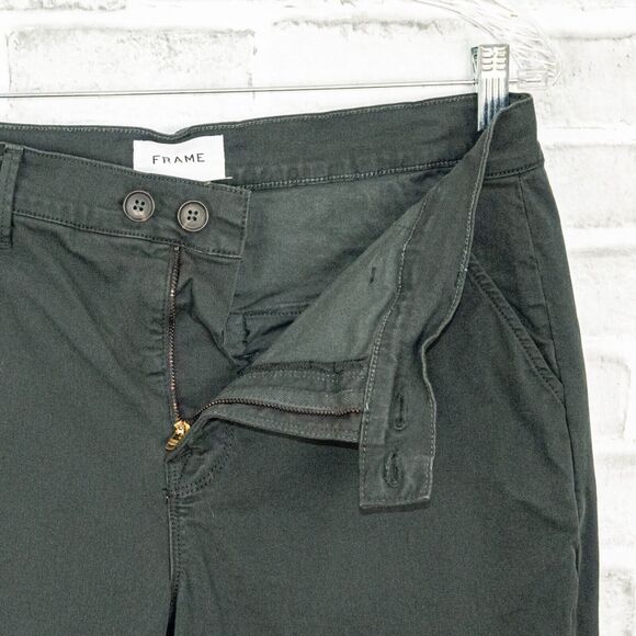 Frame Denim Size 28 Le Beau Chino Pants Washed Black/gray - Picture 2 of 8